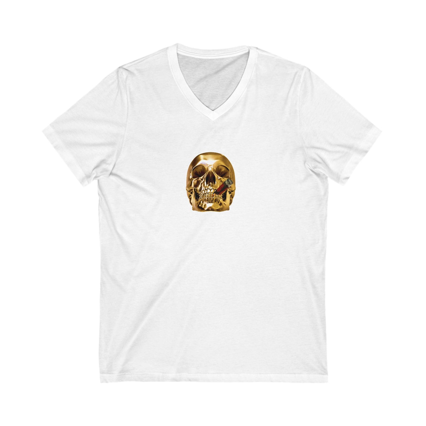 Smoking Skull Adult V-Neck T-Shirt