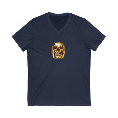 Smoking Skull Adult V-Neck T-Shirt