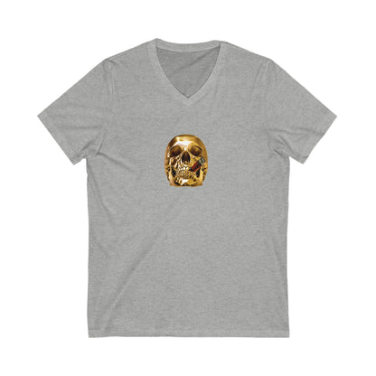 Smoking Skull Adult V-Neck T-Shirt